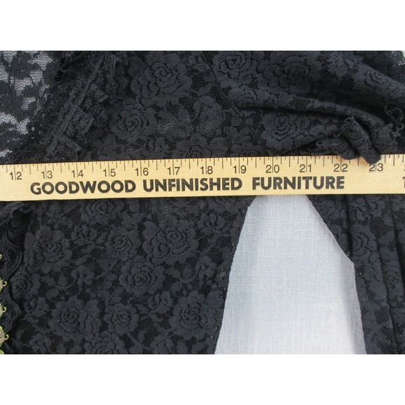 Gothic Black Lace High Low Dress Bell Sleeve Victorian Steampunk Dress Top - Picture 7 of 16